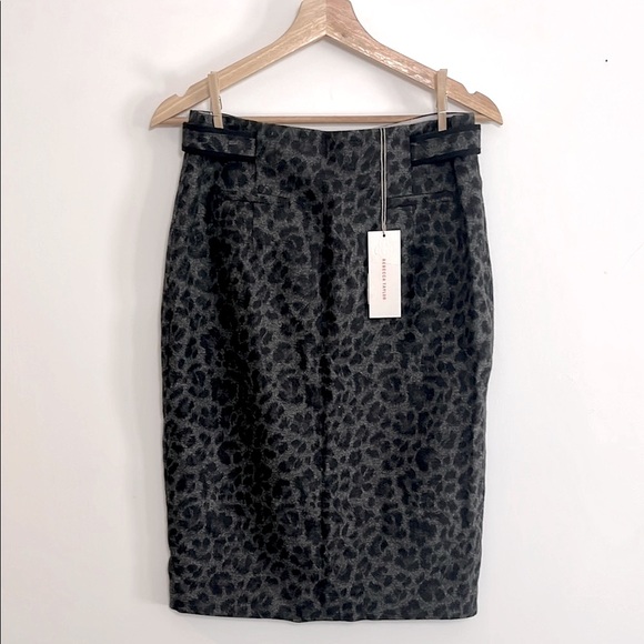 NWT Rebecca Taylor Leopard Print Skirt - Black - Picture 1 of 7